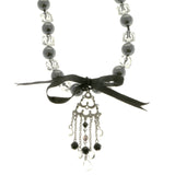 Mi Amore Bow Statement-Necklace Gray/Black