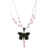 Mi Amore Butterfly Adjustable Pendant-Necklace Pink & Silver-Tone