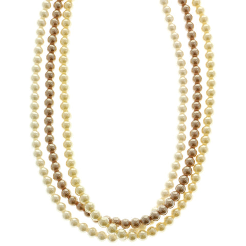 Mi Amore Layered-Necklace White/Brown