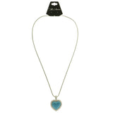 Mi Amore Heart Pendant-Necklace Silver-Tone/Blue