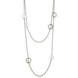Mi Amore Adjustable Long-Necklace Silver-Tone/Clear