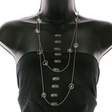 Mi Amore Adjustable Long-Necklace Silver-Tone/Clear