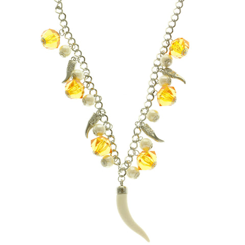 Mi Amore Tusk Statement-Necklace Silver-Tone/Orange