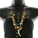 Mi Amore Tusk Statement-Necklace Silver-Tone/Orange