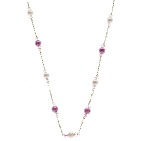 Mi Amore Fashion-Necklace Pink/Silver-Tone