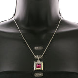 Mi Amore Adjustable Pendant-Necklace Silver-Tone/Pink
