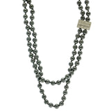 Mi Amore Magnetic Clasp Bead-Necklace Gray/Silver-Tone
