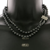 Mi Amore Magnetic Clasp Bead-Necklace Gray/Silver-Tone