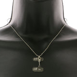 Mi Amore Flower Adjustable Pendant-Necklace Silver-Tone & Black