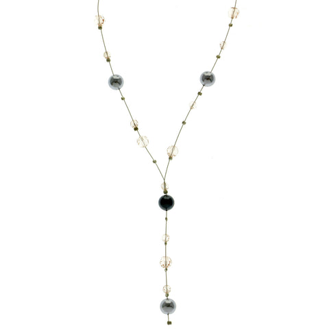 Mi Amore Adjustable Fashion-Necklace Silver-Tone/Gray
