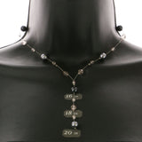 Mi Amore Adjustable Fashion-Necklace Silver-Tone/Gray