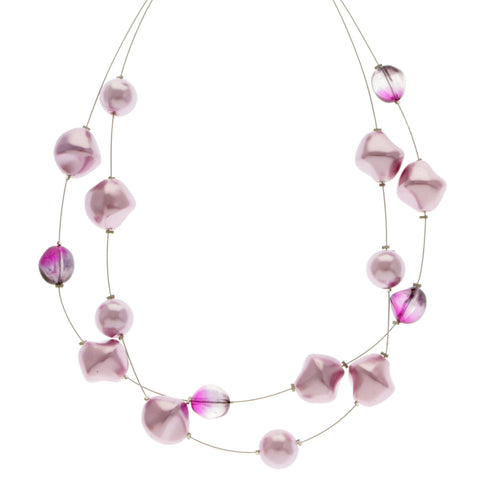 Mi Amore Adjustable Fashion-Necklace Purple/Silver-Tone