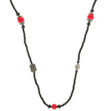 Mi Amore Flower Bead-Necklace Black/Red