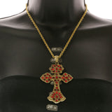 Mi Amore Cross Pendant-Necklace Gold-Tone/Red