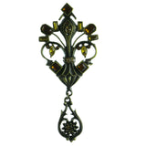 Chandelier Brooch Pin With Crystal Accents Gold-Tone & Yellow Colored #LQP02