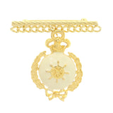 Gold-Tone & White Nautical Ship Wheel Metal Brooch-Pin #LQP1012