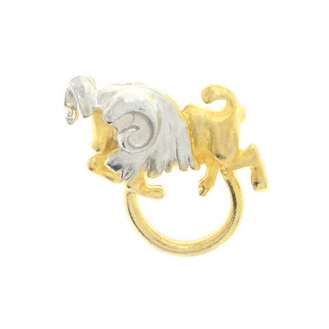 Aries Ram Brooch-Pin Dual-Tone Color  #LQP1019