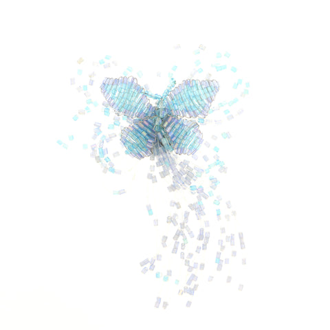 Butterfly Brooch-Pin With Bead Accents Silver-Tone & Multi Colored #LQP1068