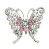 Butterfly Brooch-Pin With Crystal Accents Silver-Tone & Multi Colored #LQP1089