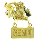 Zodiac Gemini Brooch Pin Gold Color  #LQP111