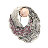 Silver-Tone & Purple Colored Metal Brooch-Pin With Crystal Accents #LQP1132