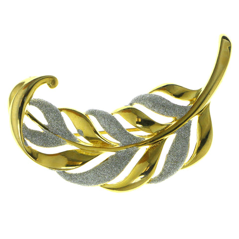 Feather Brooch Pin Gold & Silver Colored #LQP119