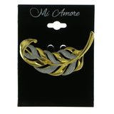 Feather Brooch Pin Gold & Silver Colored #LQP119