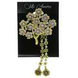 Mi Amore Tree Flowers Brooch-Pin Gold-Tone & Yellow LQP662