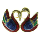 Mi Amore Swans Brooch-Pin Gold-Tone/Multicolor LQP709