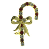 Mi Amore Candy Cane Brooch-Pin Gold-Tone/Red LQP712