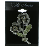 Mi Amore Flower Brooch-Pin Silver-Tone/Gray