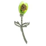 Mi Amore Flower Brooch-Pin Silver-Tone/Multicolor