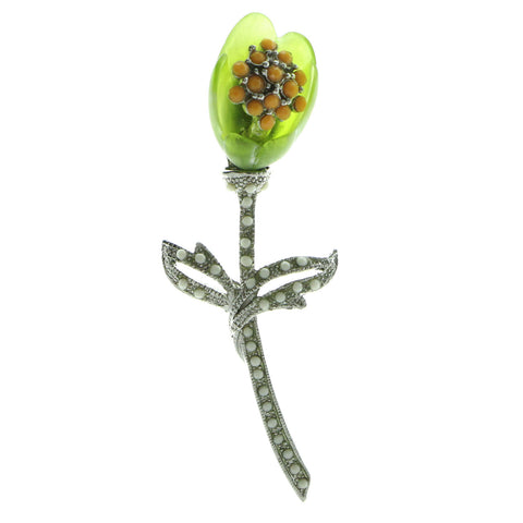 Mi Amore Flower Brooch-Pin Silver-Tone/Multicolor
