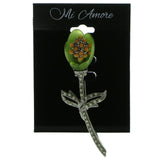 Mi Amore Flower Brooch-Pin Silver-Tone/Multicolor