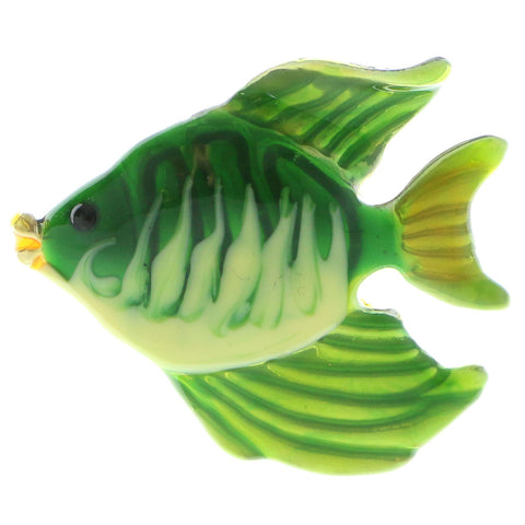 Mi Amore Fish Brooch-Pin Silver-Tone/Green
