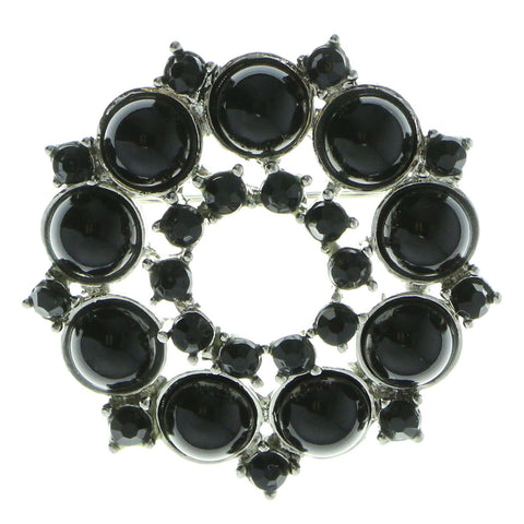 Mi Amore Brooch-Pin Silver-Tone/Black