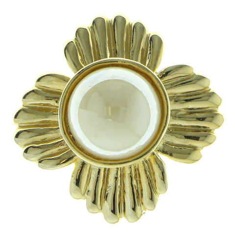 Mi Amore Brooch-Pin Gold-Tone/White