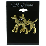 Mi Amore Two Dalmations Brooch-Pin Gold-Tone/Black