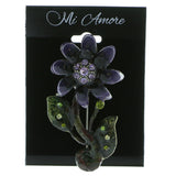 Mi Amore Flower Brooch-Pin Silver-Tone/Multicolor