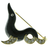 Mi Amore Seal Brooch-Pin Gold-Tone/Black