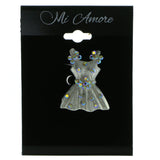 Mi Amore Dress AB Finish Brooch-Pin Silver-Tone & Multicolor