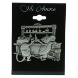 Mi Amore Mice Bar Brooch-Pin Silver-Tone