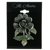 Mi Amore Flower Brooch-Pin Silver-Tone/Gray