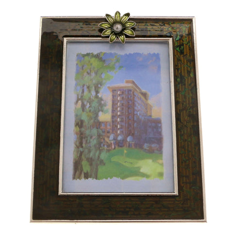 Mi Amore Flower Picture-Frame Green/Silver-Tone
