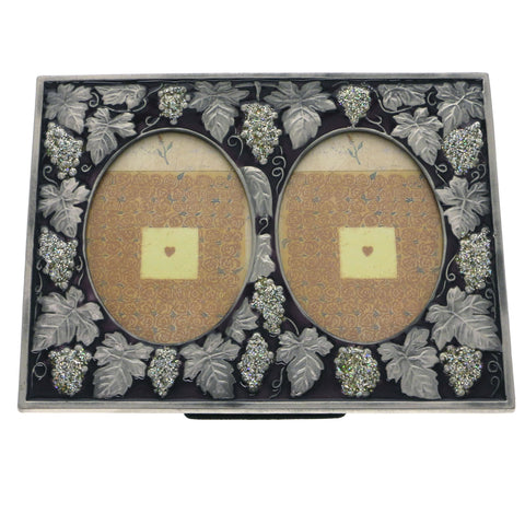 Mi Amore Grape Vine Dual-Photo-Frame Pewter/Purple