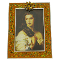 Mi Amore Flower Picture-Frame Orange/Silver-Tone