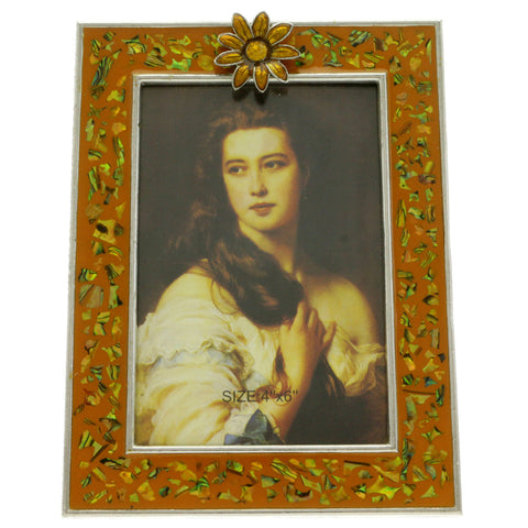 Mi Amore Flower Picture-Frame Orange/Silver-Tone
