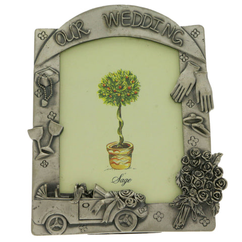 Mi Amore 4 1/2x5 1/2 in Our Wedding Picture-Frame Silver-Tone