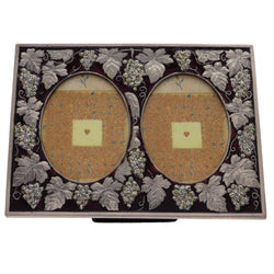 Mi Amore 2 1/2X3 Grape vine Dual-Photo-Frame Pewter & Purple