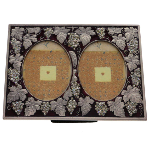 Mi Amore 2 1/2X3 Grape vine Dual-Photo-Frame Pewter & Purple